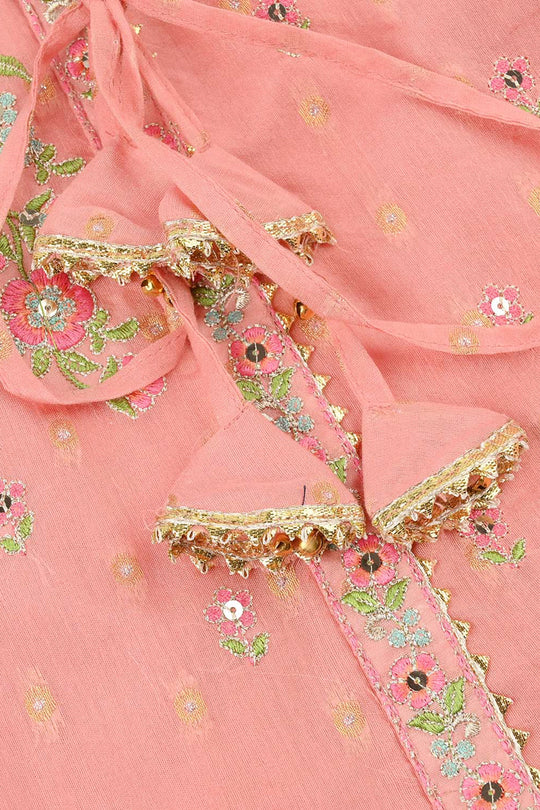 Girls Jacquard 3-Piece Set (Sundas) - Peach