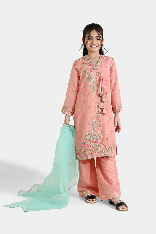 Girls Jacquard 3-Piece Set (Sundas) - Peach
