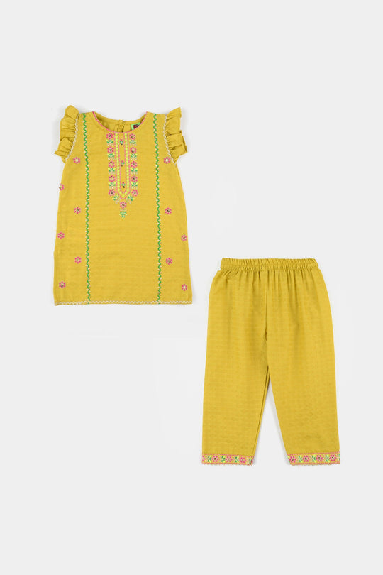 Infant Girls Jacquard 2Pcs - Olive