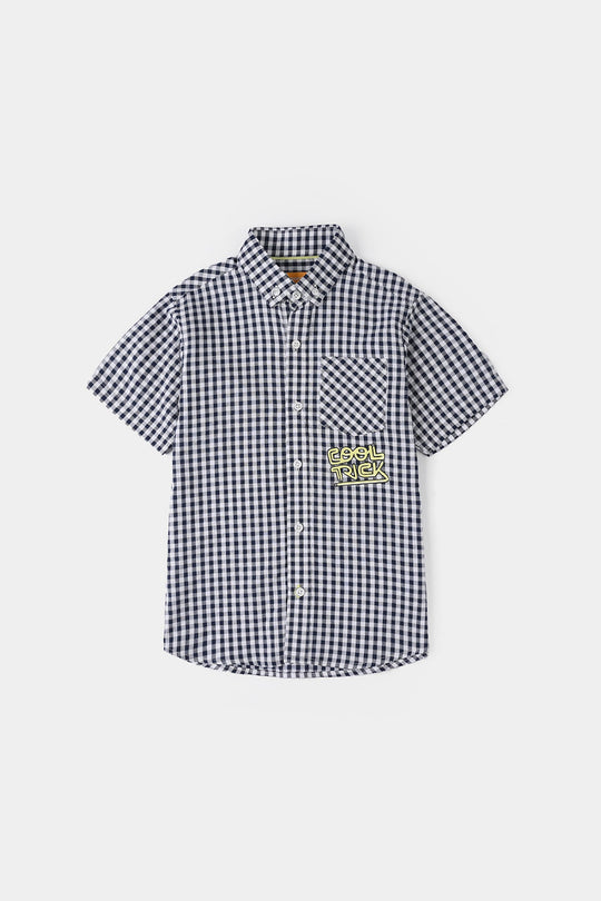 Boys Yarn Dyed Shirt (Cool Tricks) - Black