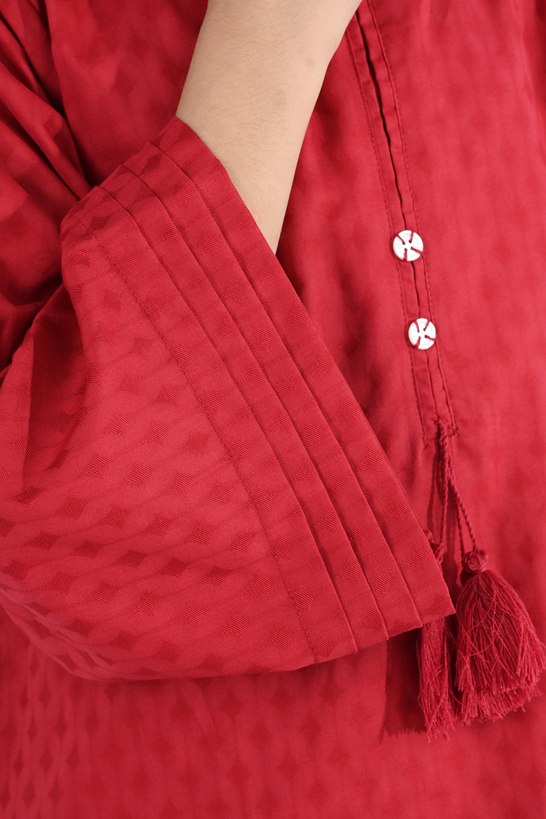 Girls Jacquard 2-Piece Suit (Rose) - Maroon