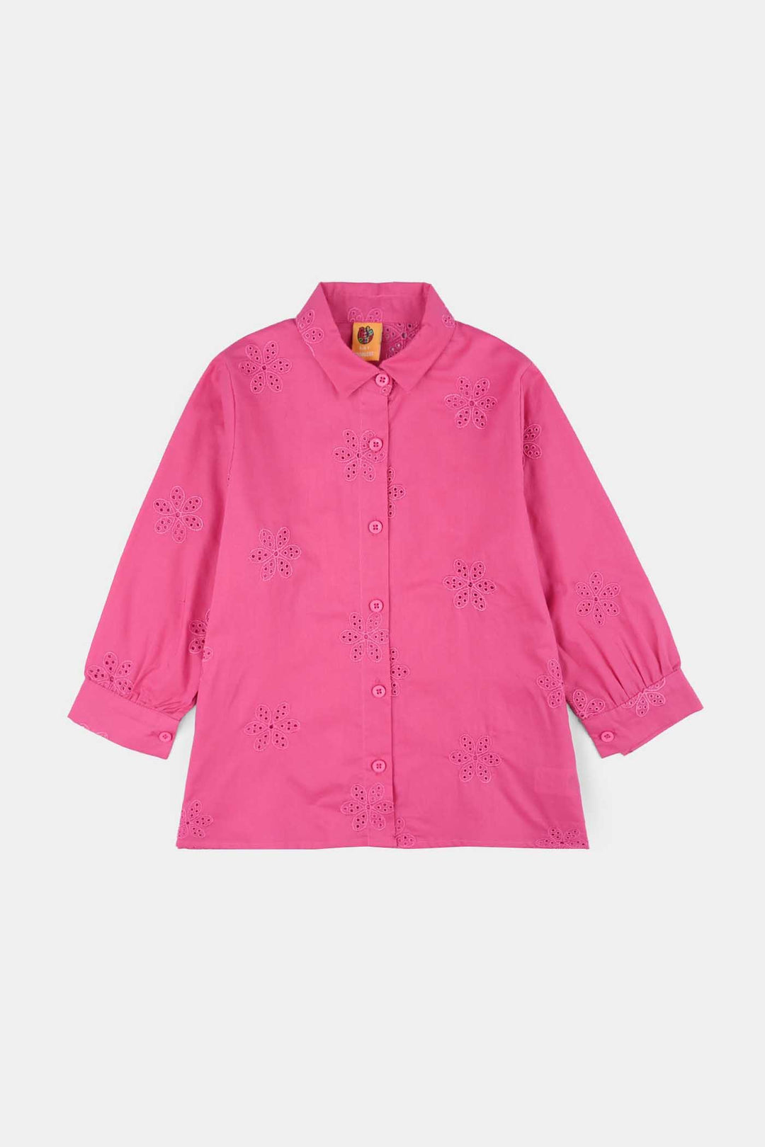 Girls Chicken Kari Embroidered Top (Rose) - Fuchsia