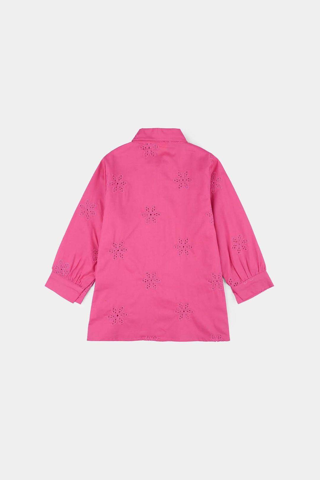 Girls Chicken Kari Embroidered Top (Rose) - Fuchsia
