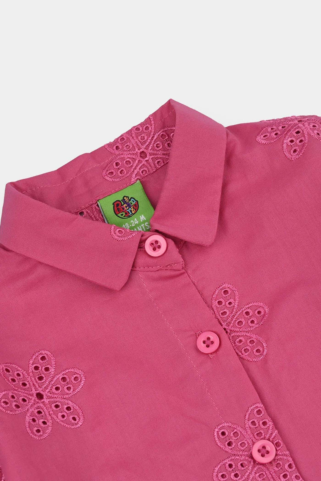 Infant Girls Chicken Kari Embroidered Top (Rose) - Fuchsia