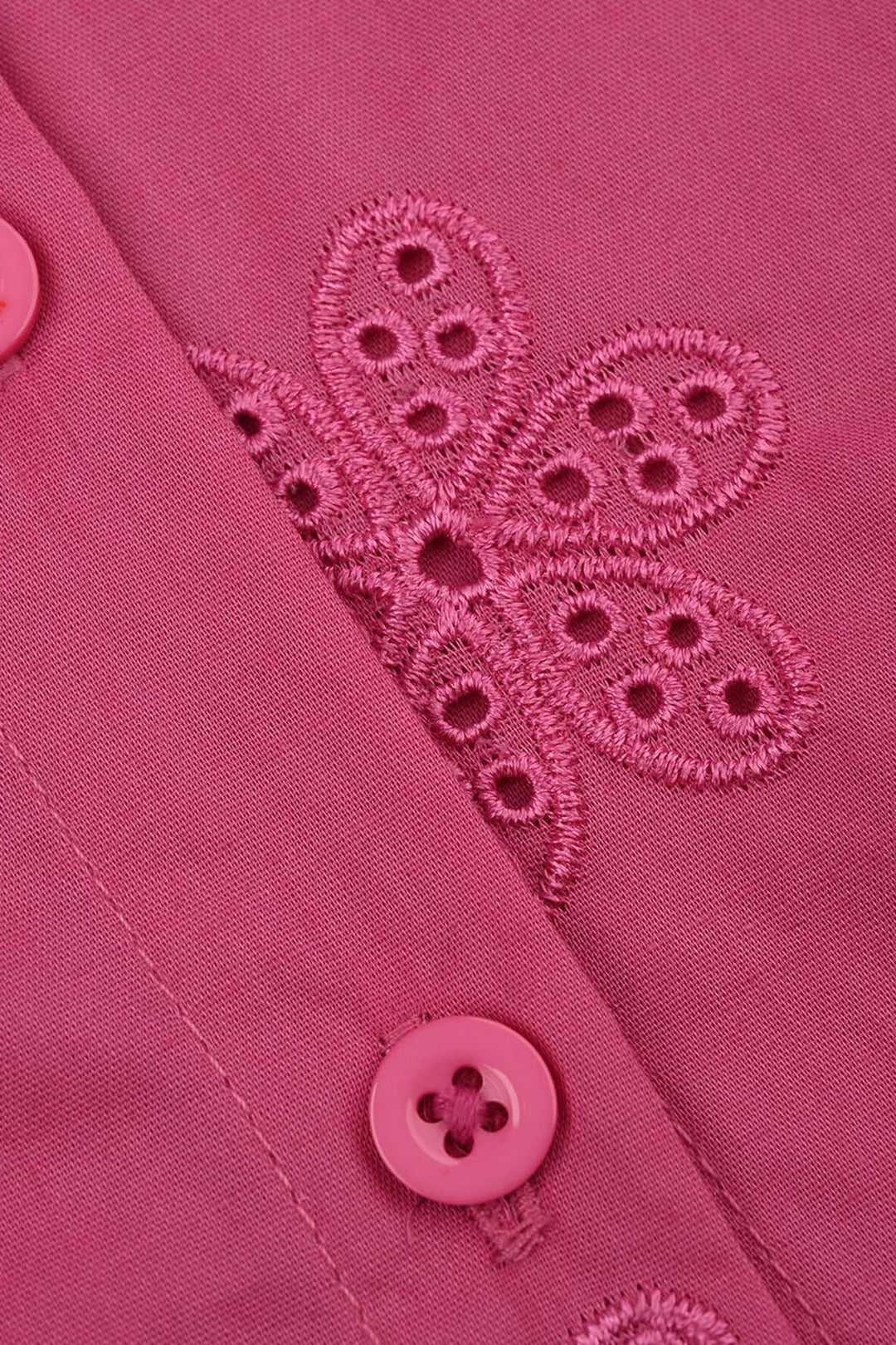 Infant Girls Chicken Kari Embroidered Top (Rose) - Fuchsia