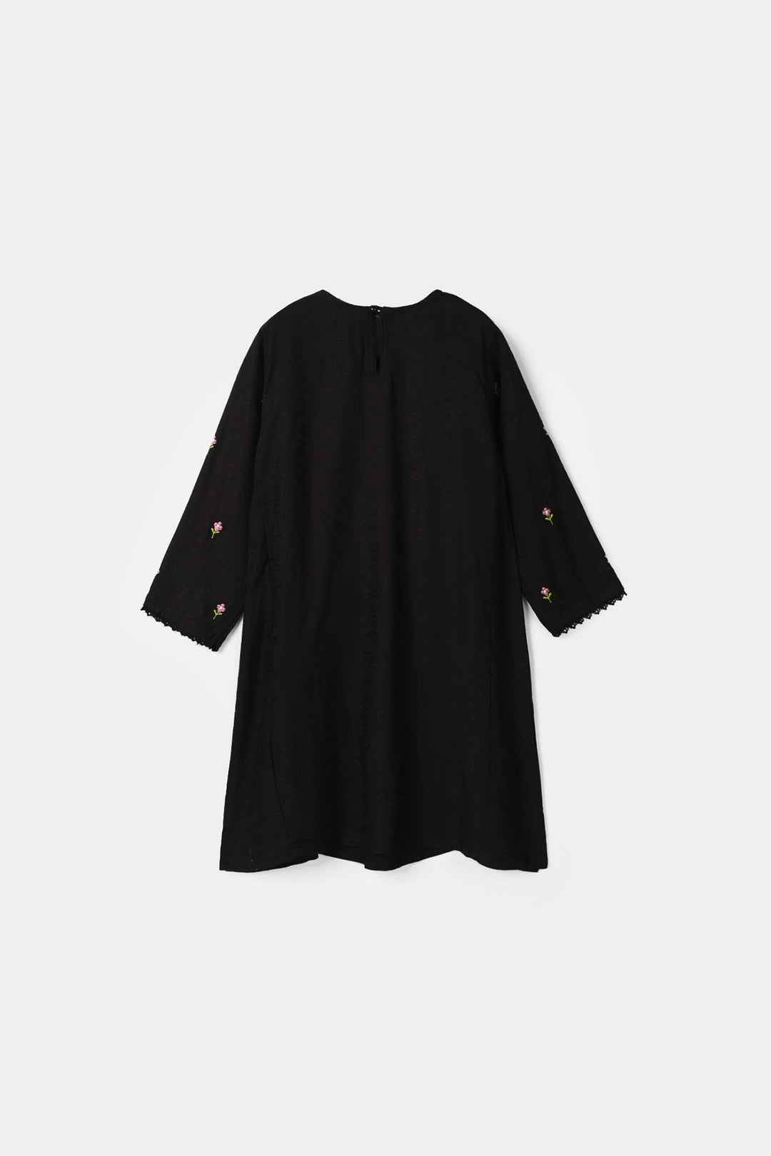 Girls Jacquard Emb Kurti Rango Ki Rani-BLACK