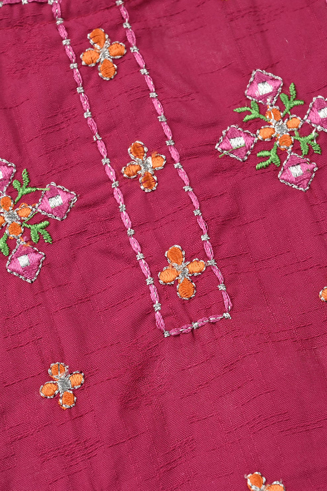 Infant Girls Jacquard Embroidered Kurti  – Magenta