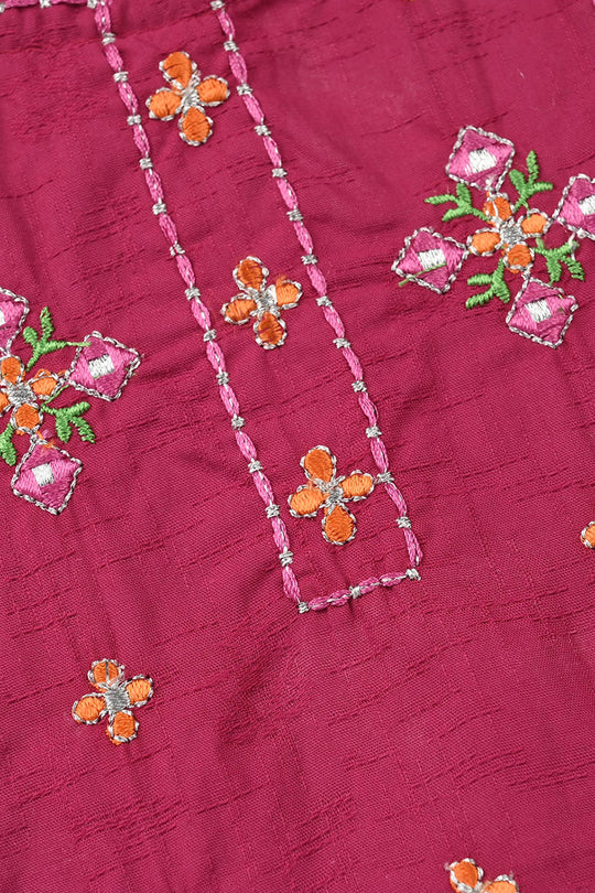 Infant Girls Jacquard Embroidered Kurti  – Magenta
