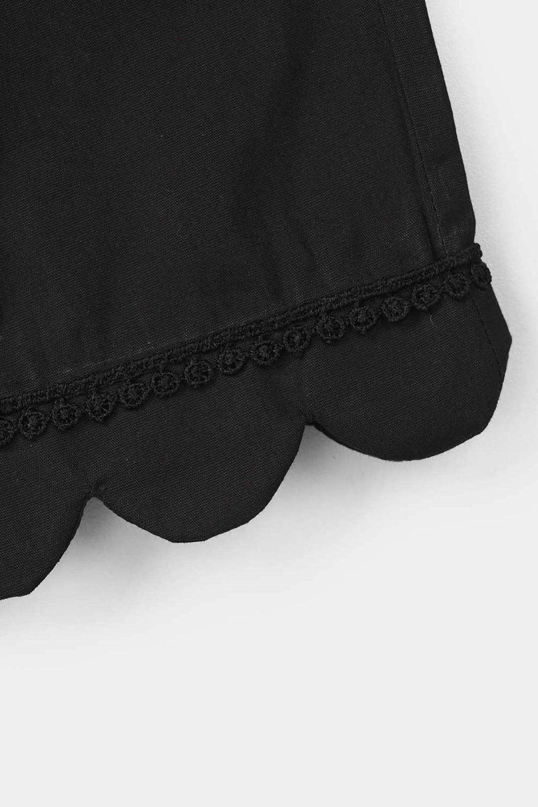 Girls Cotton Pants (Scallops) – Black