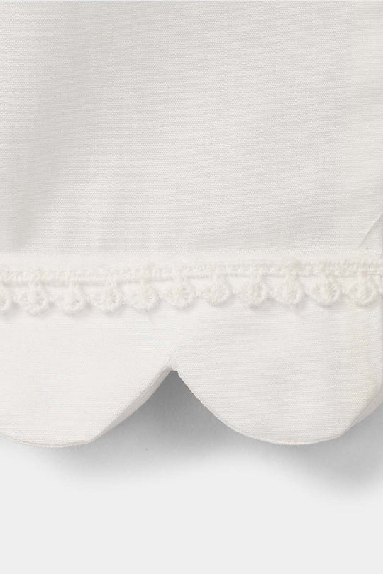 Girls Cotton Pants Scallops - White