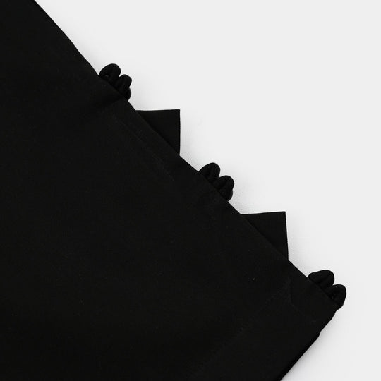 Girls Cotton Pants (Triangle) – Black