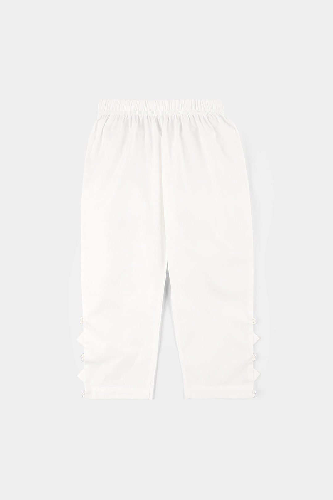 Girls Cotton Pants (Triangle) – White