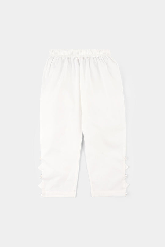 Girls Cotton Pants (Triangle) – White