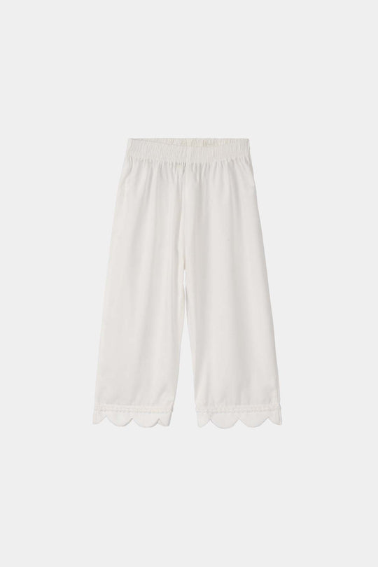 Infant Girls Cotton Pants Scallops - White