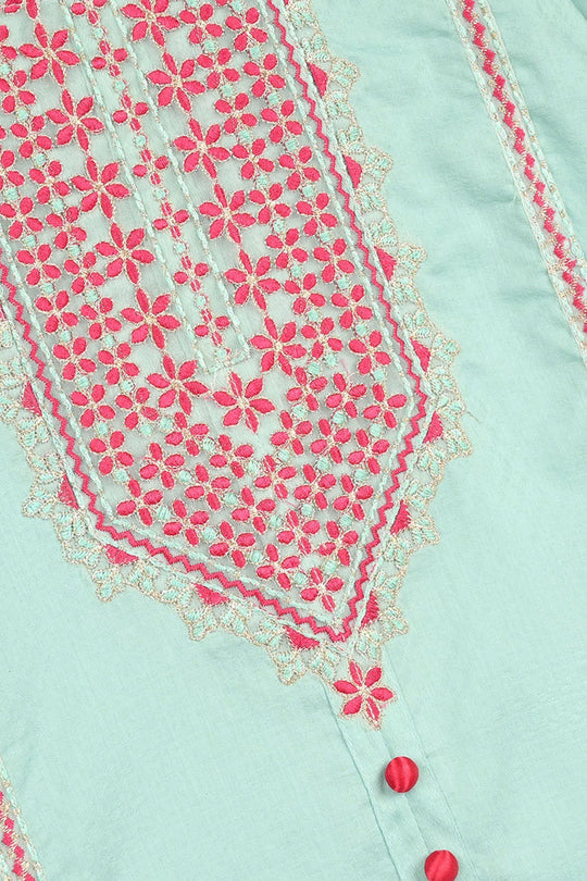 Girls Jacquard Emb 2Pcs Naqsh-Mint Green