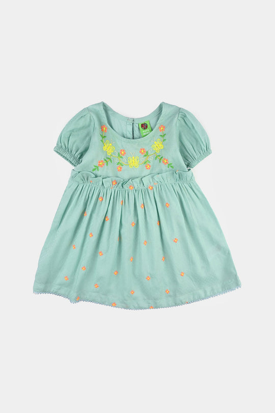 Infant Girls Jacquard Embroidered 2Pcs - Mint Green
