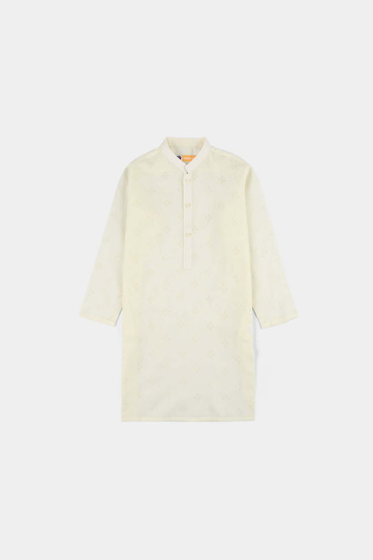 Boys Poly Viscose Basic Kurta (After Glow) - Light Yellow
