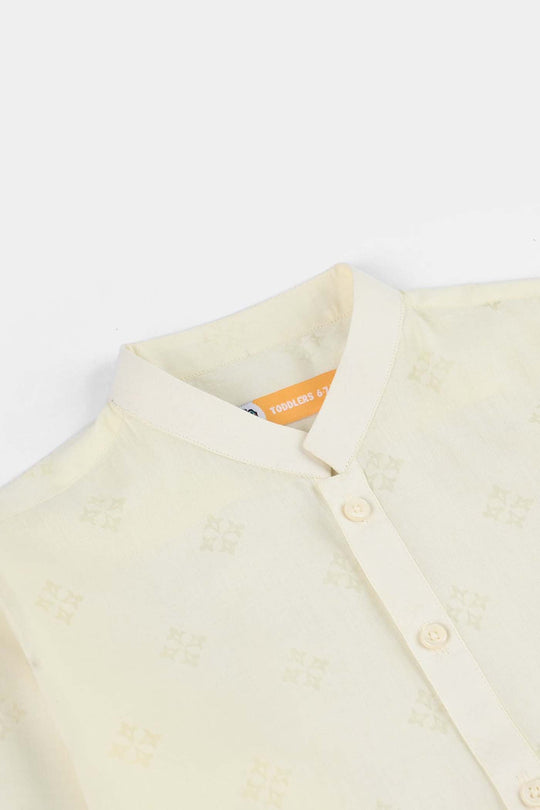Boys Poly Viscose Basic Kurta (After Glow) - Light Yellow