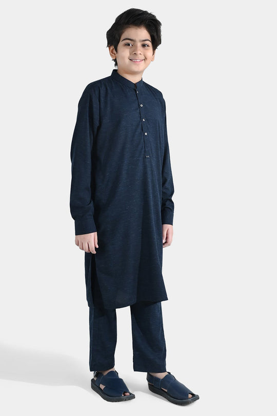 Boys Poly Viscose Kurta Pajama (Cut Placket) – Navy