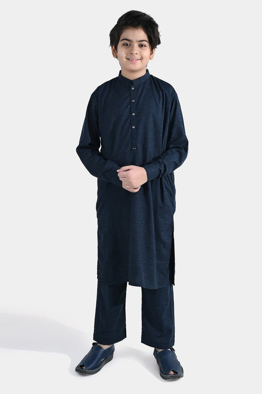 Boys Poly Viscose Kurta Pajama (Cut Placket) – Navy