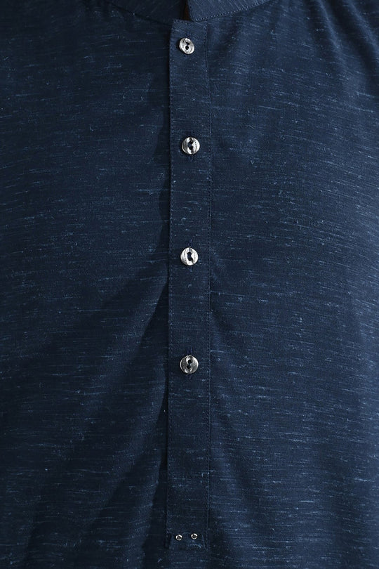 Boys Poly Viscose Kurta Pajama (Cut Placket) – Navy