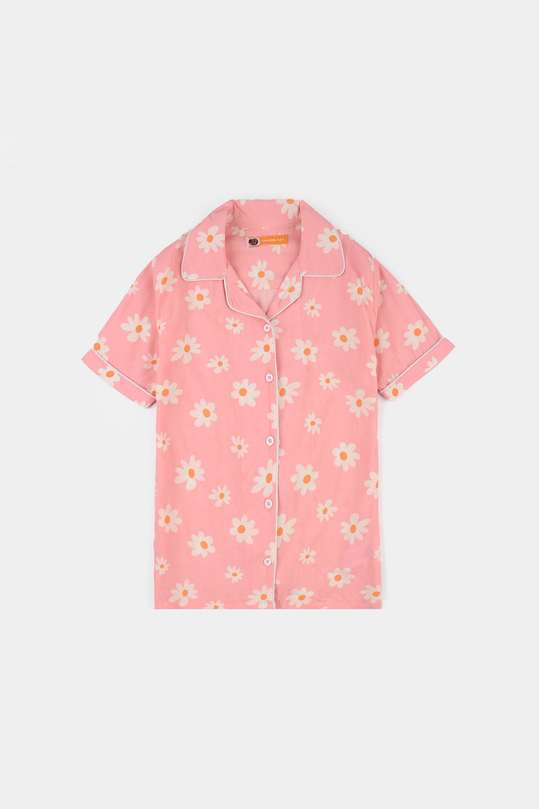Girls Cotton Viscose Night Suit (Summer Vibes) - Pink