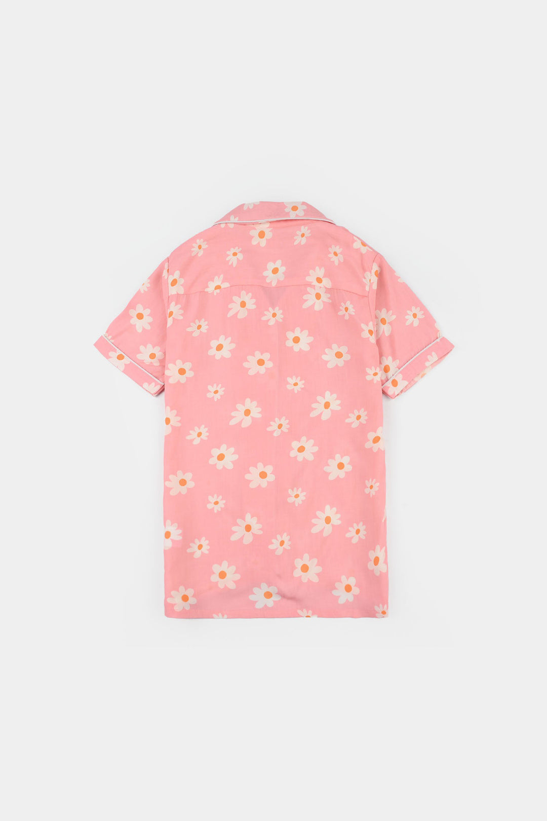 Girls Cotton Viscose Night Suit (Summer Vibes) - Pink