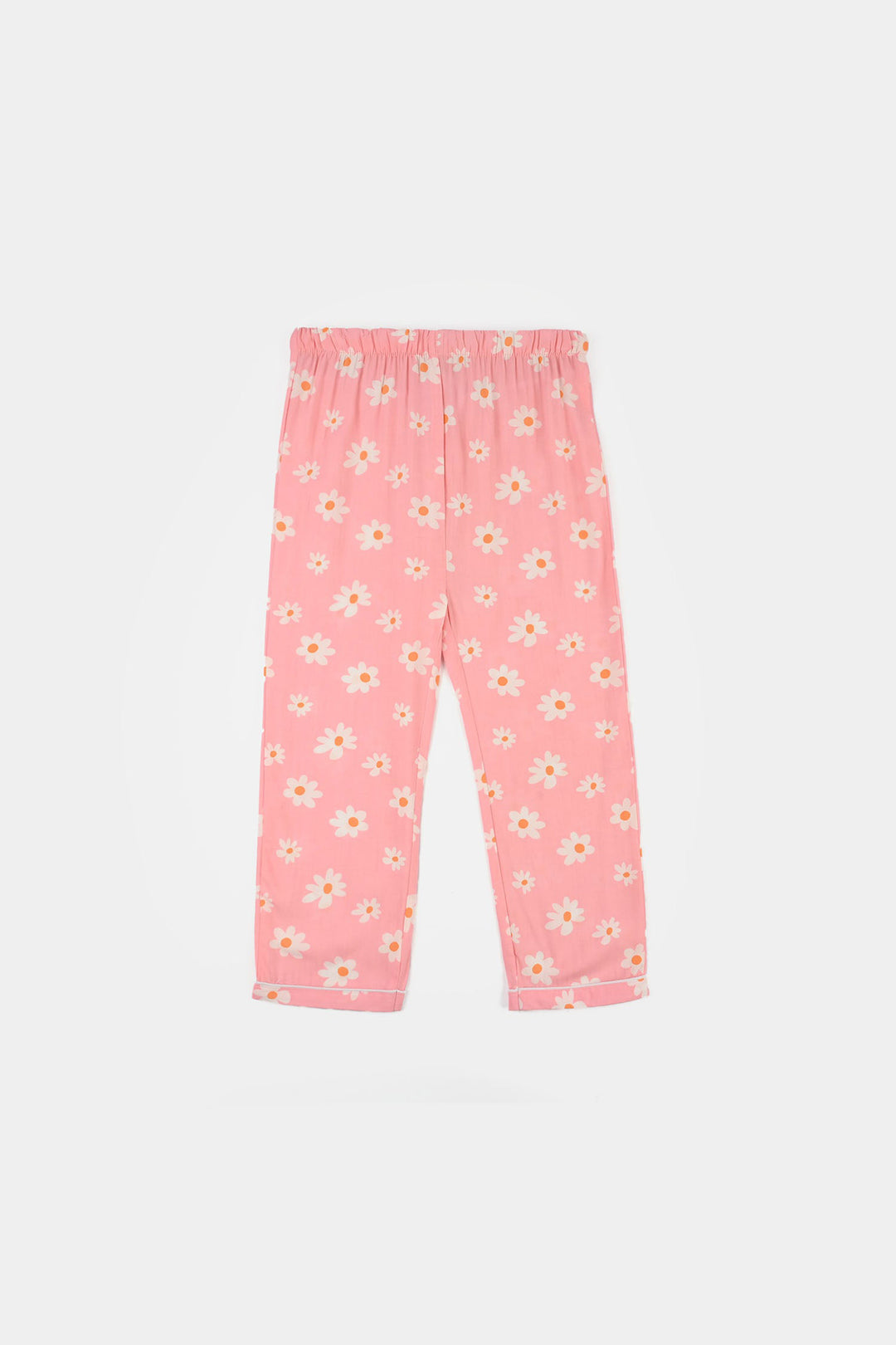 Girls Cotton Viscose Night Suit (Summer Vibes) - Pink