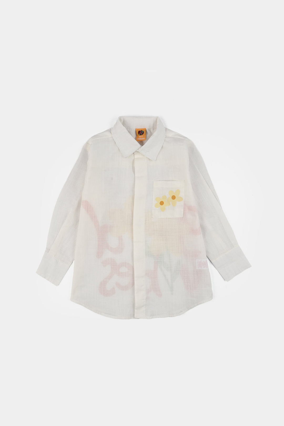 Girls Raw Silk Casual Top (Good Vibes) - White