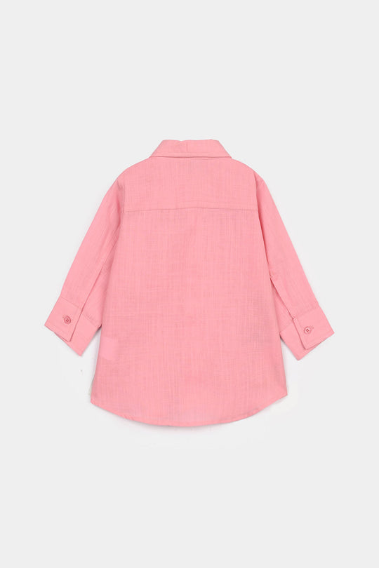 Girls Raw Silk Casual Top - Dusky Pink