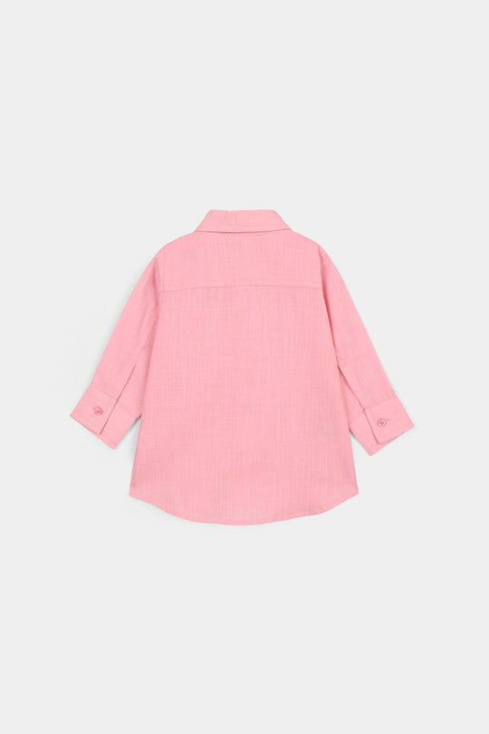 Infant Girls Raw Silk Casual Top - Dusky Pink