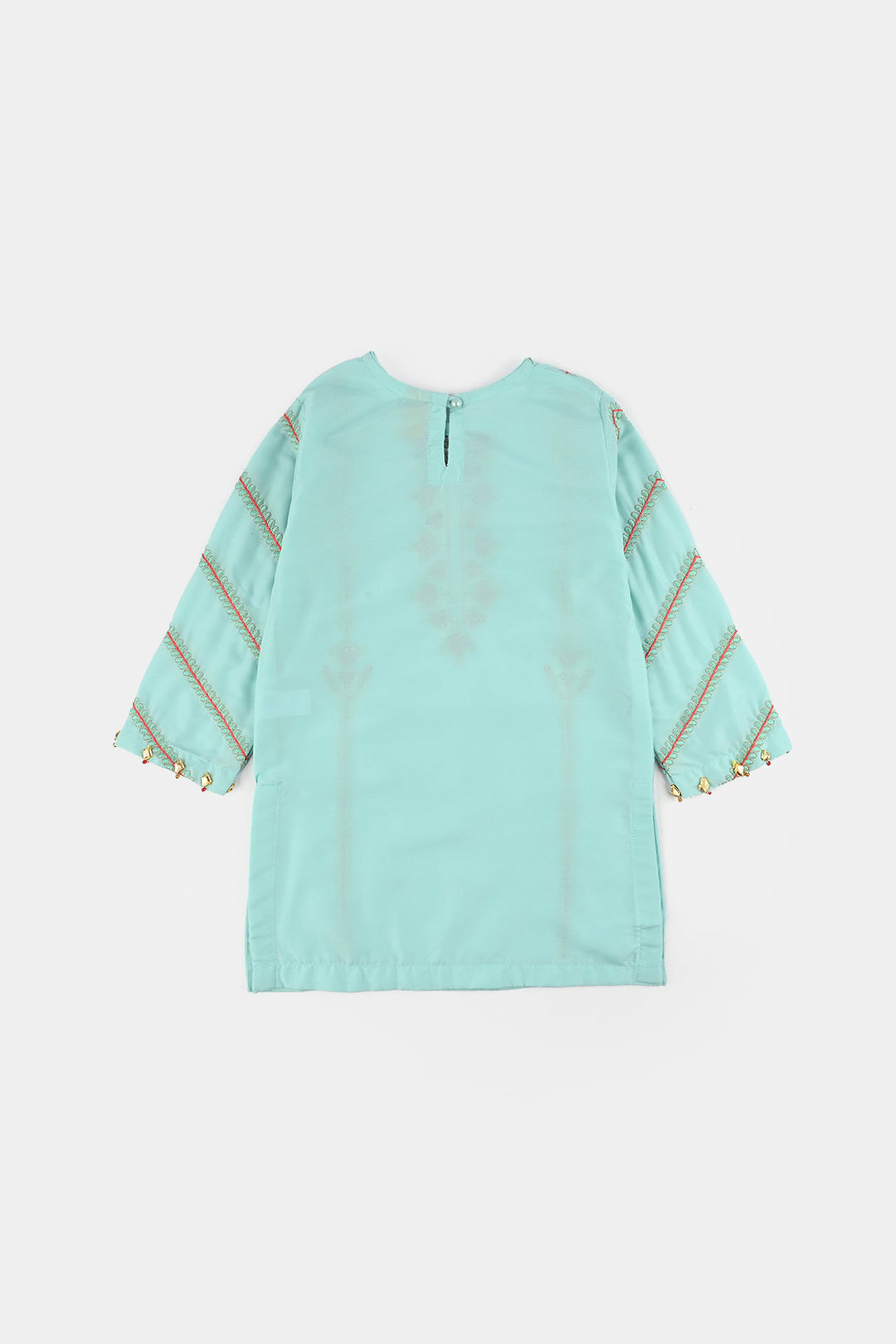 Girls poly cambric Emb Kurti Nazeen-Mint Green