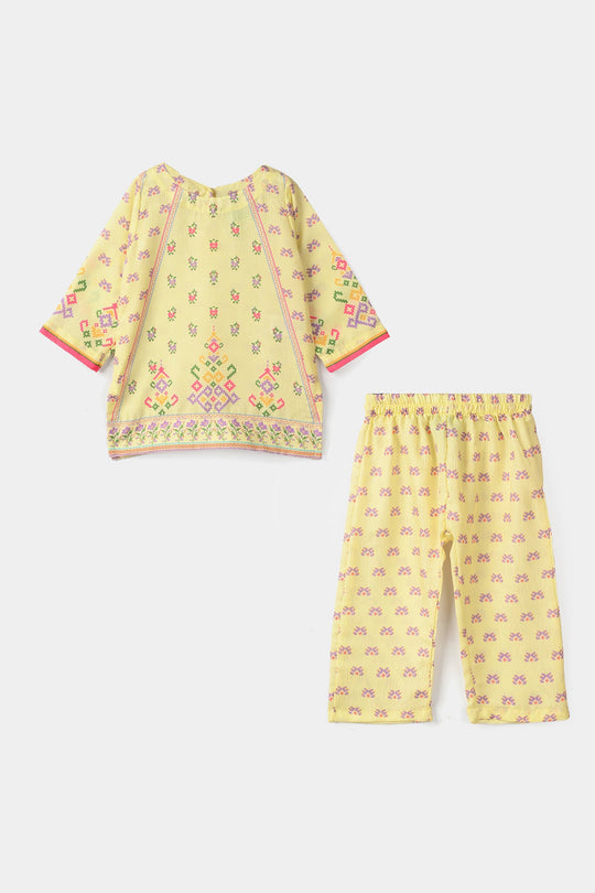 Infant Girls Jacquard Printed 2-Piece Set (Skyler) - Yellow