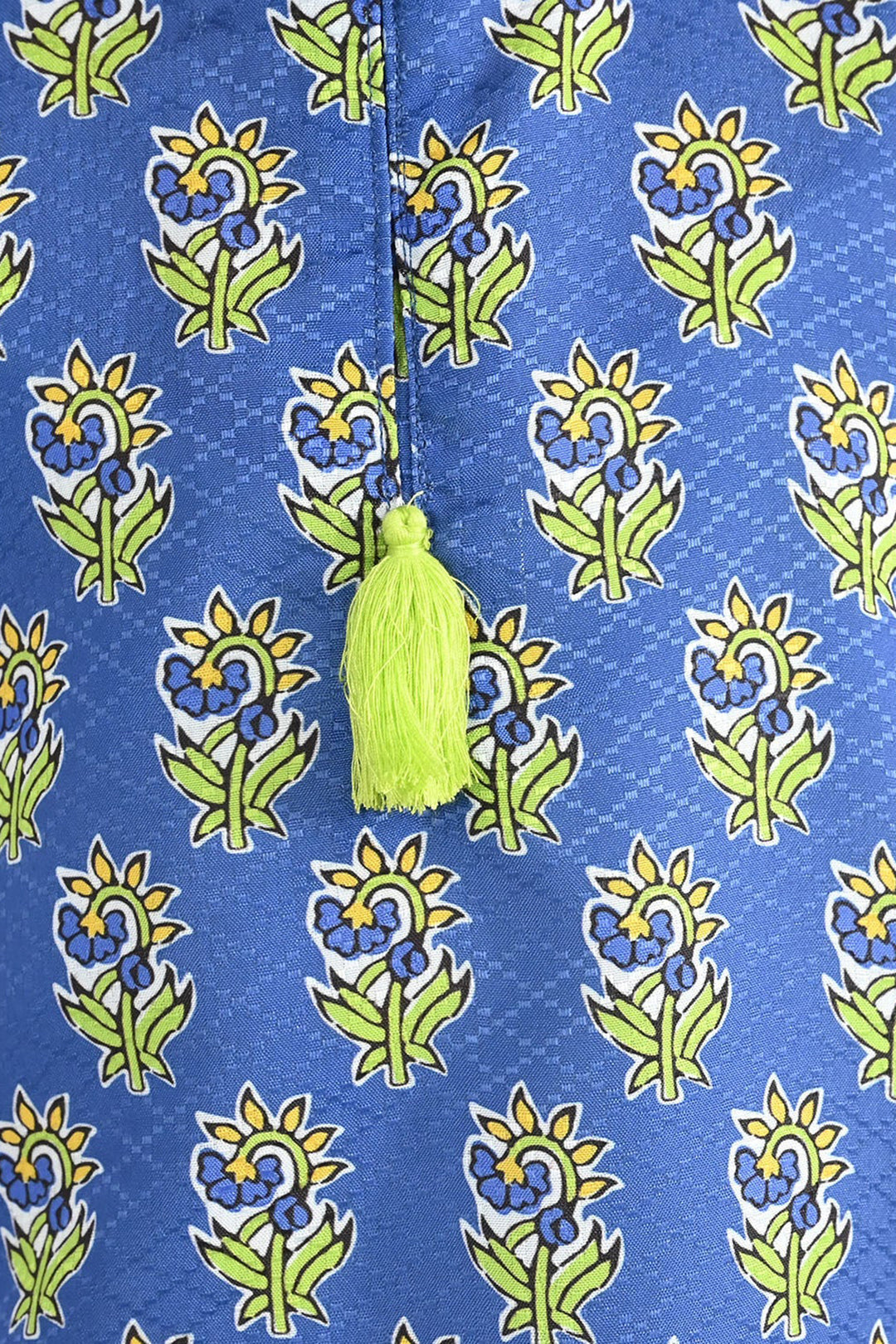 Girls Jacquard Printed 2Pcs Teal Flowers-Blue