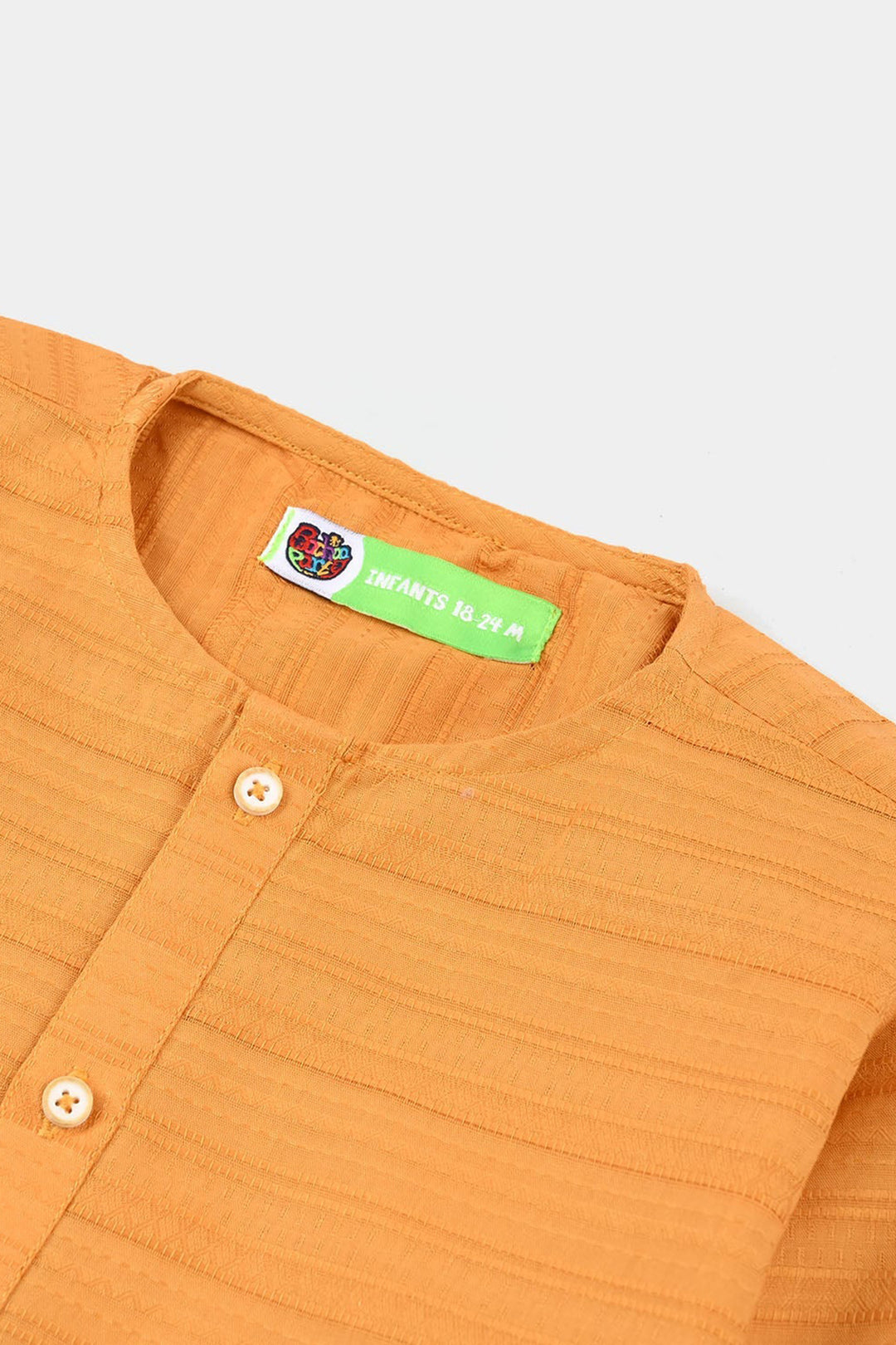 Infant Boys Cotton Jacquard Basic Kurta – Yellow