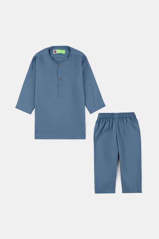 Infant Boys Poly Viscose Kurta Pajama (Dobby) - Grey
