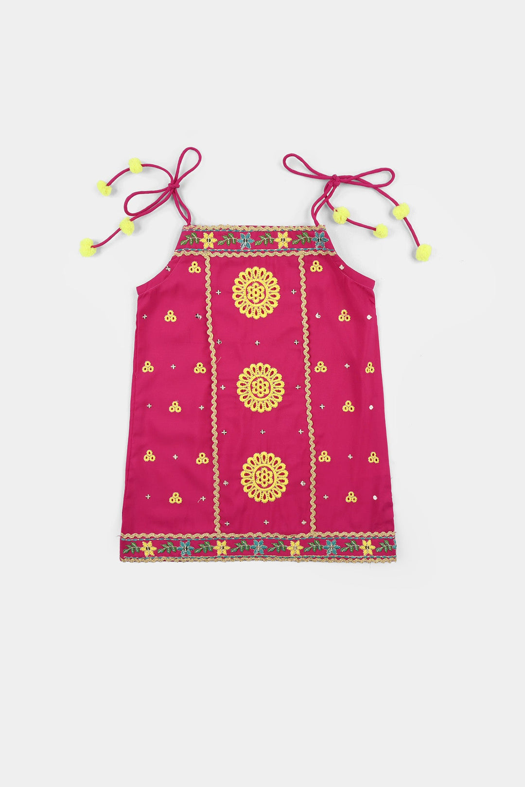 Infant Girls Raw Silk 2-Piece Set (Mah-E-Rang) - Shocking Pink