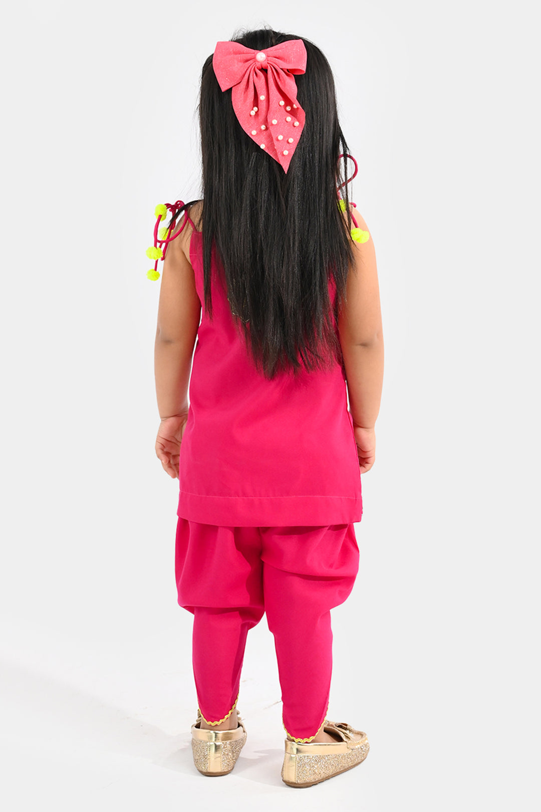 Infant Girls Raw Silk 2-Piece Set (Mah-E-Rang) - Shocking Pink