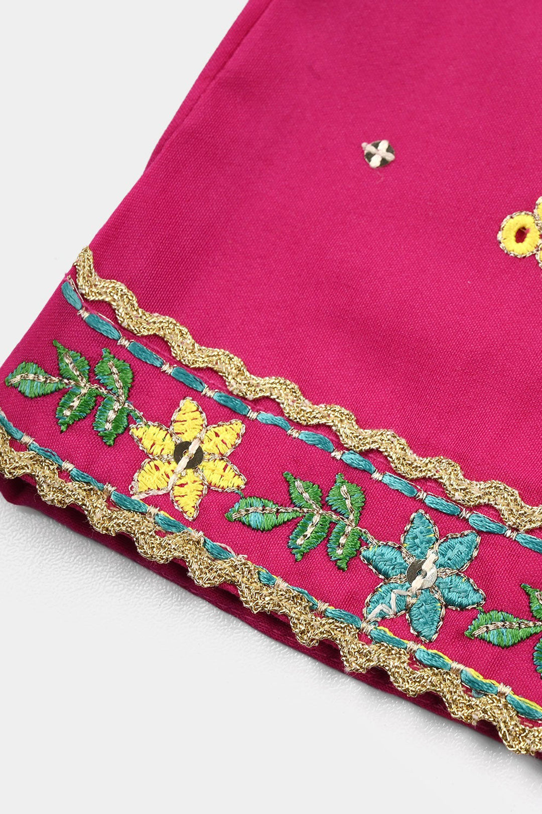 Infant Girls Raw Silk 2-Piece Set (Mah-E-Rang) - Shocking Pink