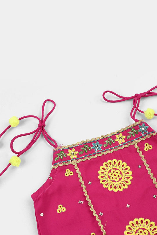 Infant Girls Raw Silk 2-Piece Set (Mah-E-Rang) - Shocking Pink