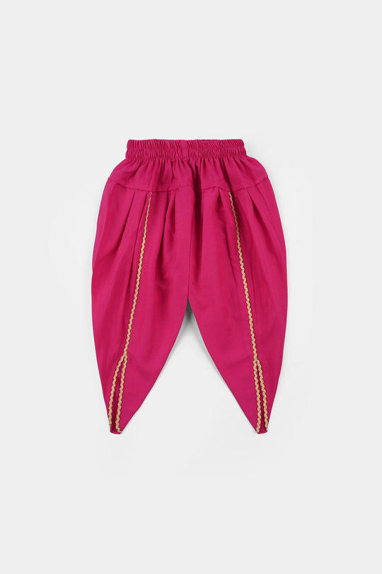 Infant Girls Raw Silk 2-Piece Set (Mah-E-Rang) - Shocking Pink