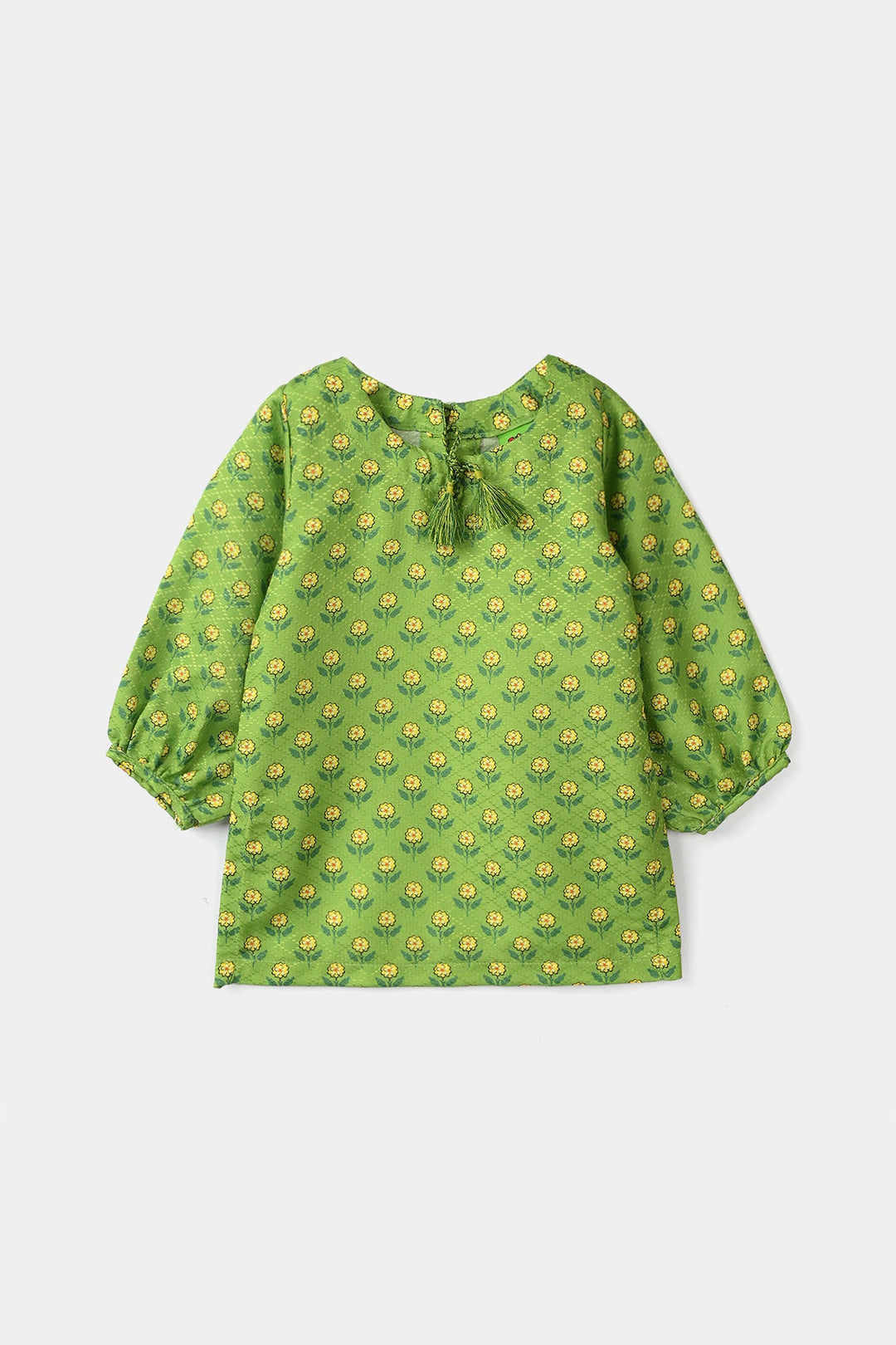 Infant Girls Jacquard Printed 2-Pcs Suit - Dhani Green