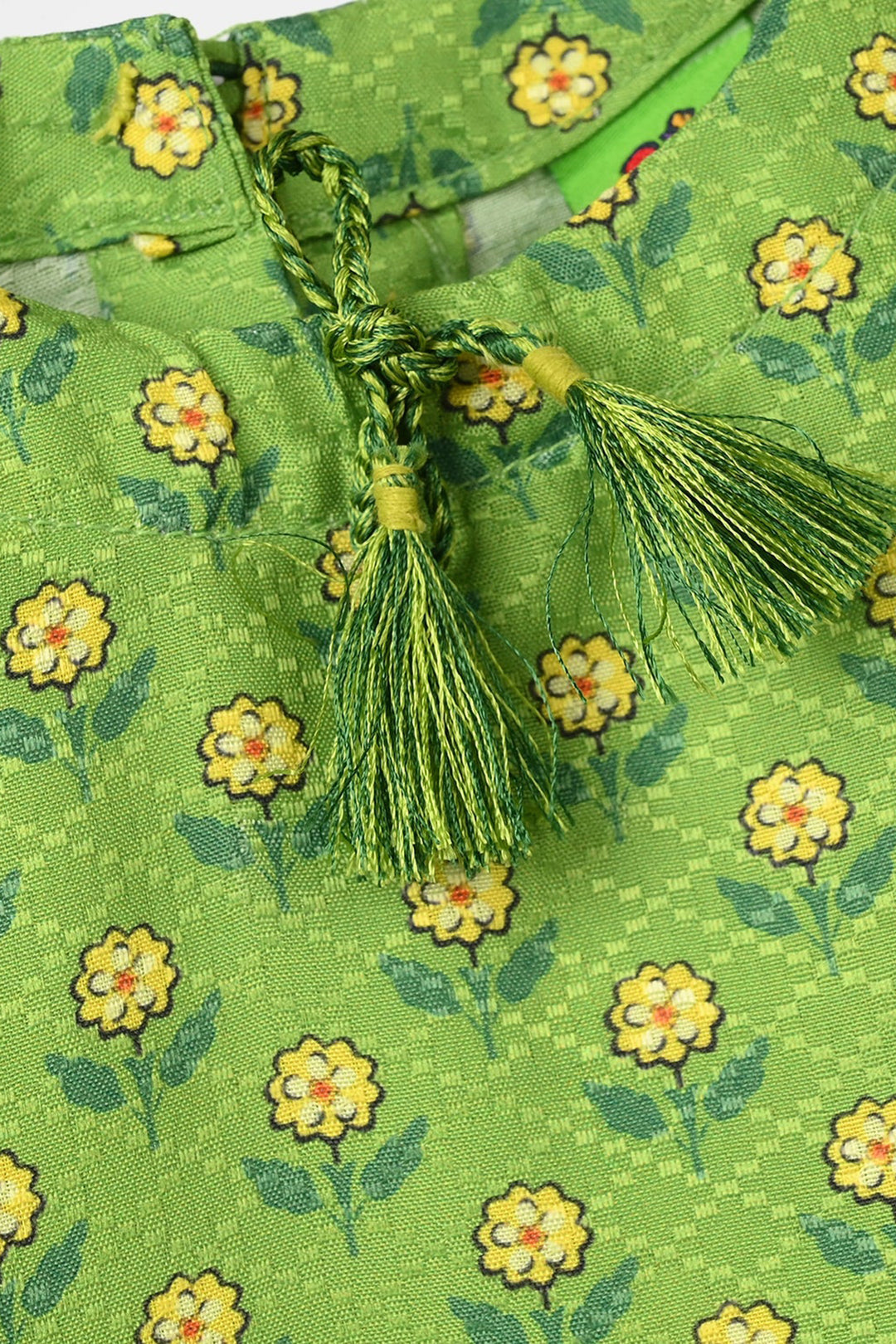 Infant Girls Jacquard Printed 2-Pcs Suit - Dhani Green