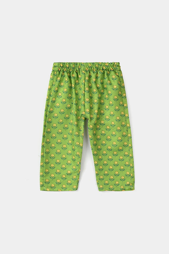 Infant Girls Jacquard Printed 2-Pcs Suit - Dhani Green