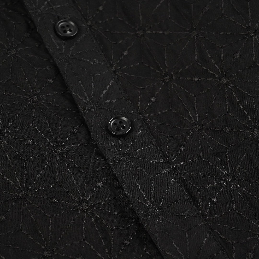 Boys Cotton Kurta Pajama (Chicken Kari) - Black