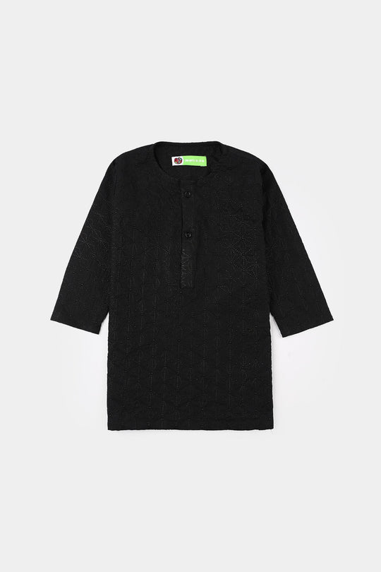 Infant Boys Cotton Kurta Pajama (Chicken Kari) - Black