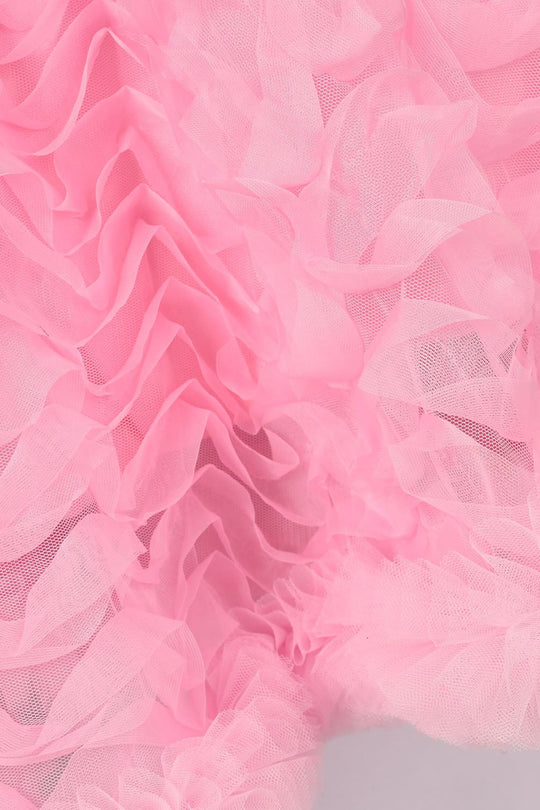 Girls Net Fancy Frock-Swirl-PINK