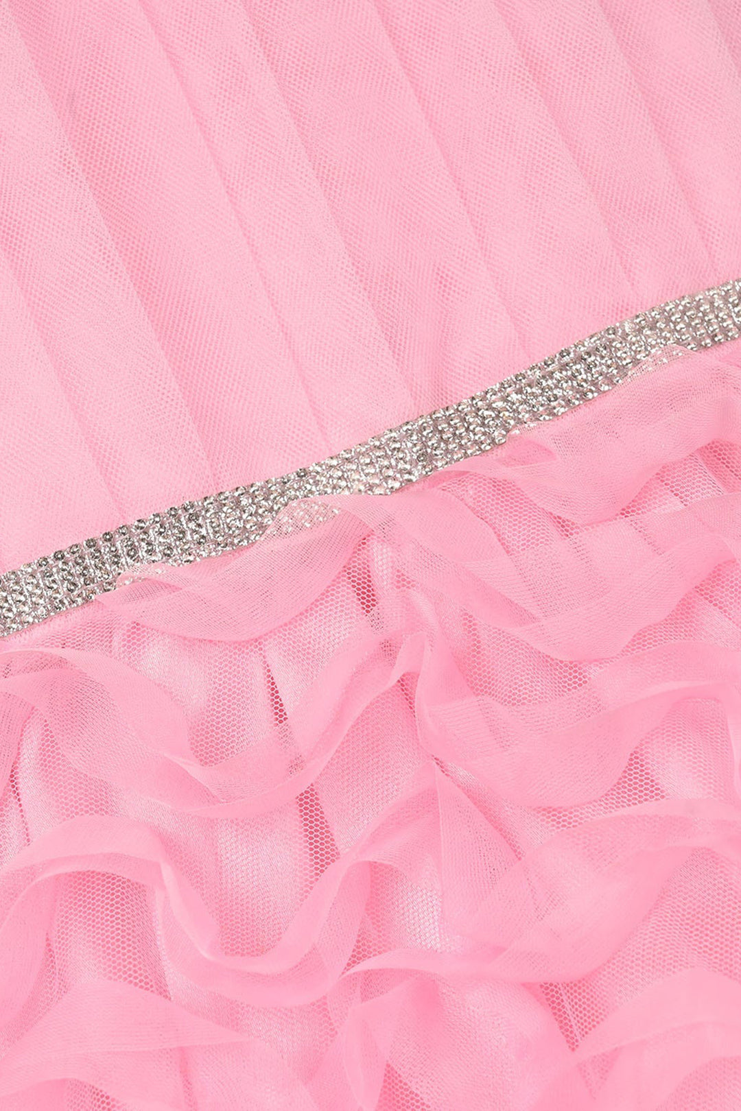 Girls Net Fancy Frock-Swirl-PINK