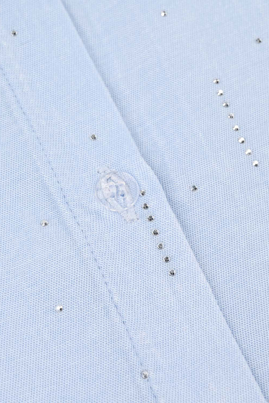 Girls Poly Crinkle Casual Top (Sky Studs) - Sky Blue