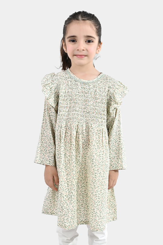 Girls Cotton Casual Frock (Chinky) - Multi